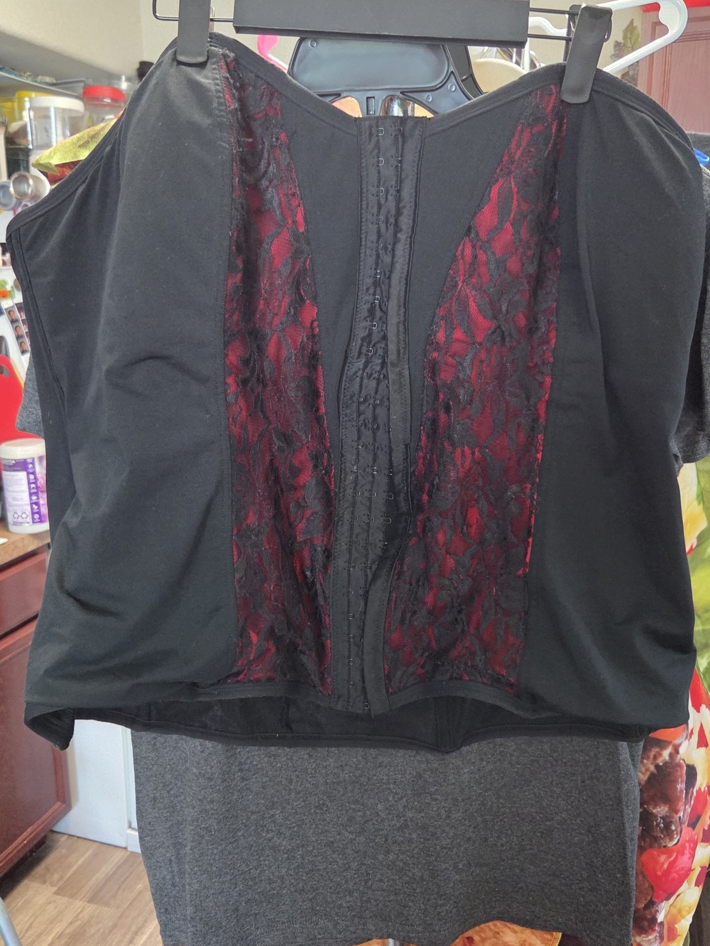 Torrid black & red lace corset top 3x #goth #corsetry